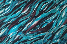 Viscose Twill Abstract Waves Petrol