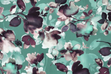 Viscose Twill Digital Flowers Petrol