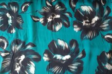 Viscose Satin Flowers Petrol