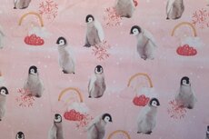 Cotton Jersey Digital Penguin Dusty Pink