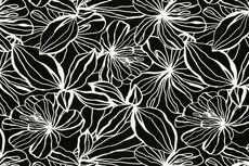 Viscose Crepe Flowers Black