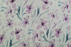 Viscose Linnen Flowers Lilac