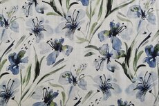 Viscose Linnen Flowers Blue