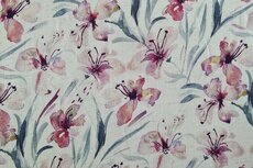 Viscose Linnen Flowers Magenta