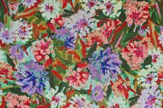 Viscose Satin Flowers Green