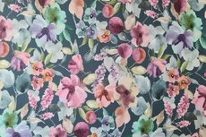 French Terry Digital Flowers Petrol