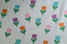 Cotton Jersey Sunny Tulips White