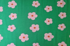 Cotton Jersey Sunny Flowers Green