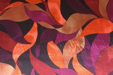 Viscose Satin Leaves Dark Red