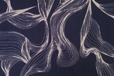 Viscose Crincle Abstract Waves Navy