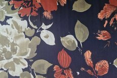 Viscose Crincle Flowers Navy