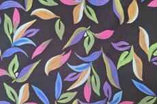 Viscose Stretch Leaves Black