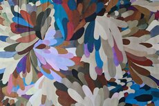 Viscose Poplin Leaves Multi-Blue