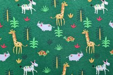 Cotton Jersey Happy Animals Green