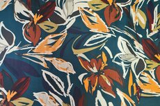 Viscose Jersey Flower Petrol
