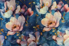 Bamboo Jersey Flowers Blue