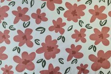 French Terry Red Flowers Off White