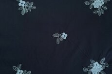 Cotton Voile Embroidery Flowers Navy