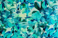 Viscose Jersey Flowers Aqua 2
