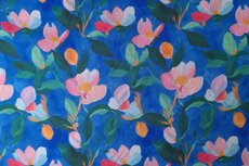 Viscose Stretch Flowers Blue