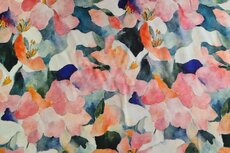 Viscose Satin Flowers Peach