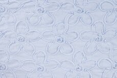 Cotton Embroidery Mini Stripes / Flowers Blue 