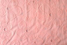 Cotton Embroidery Flowers Salmon