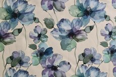 French Terry Blue Flowers Off White