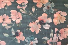 Cotton Satin Flowers Black/Rosé