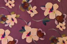 Viscose Stretch Flower Wine Red