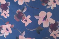 Viscose Stretch Flower Blue