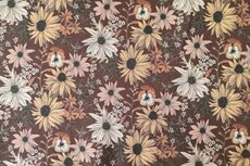 Cotton Jersey Wild Flowers Brown