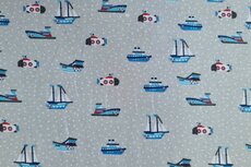 Cotton Jersey Boats Grey