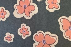 Cotton Jersey Flowers  Grey Melange