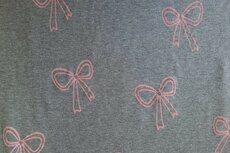 Cotton Jersey Glitter Ribbons Grey 