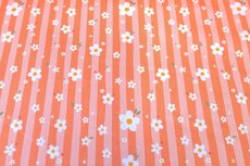 Cotton Jersey Flower & Stripes Orange