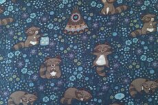 Cotton Jersey Racoon Blue