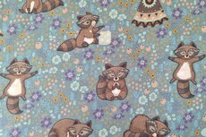 Cotton Jersey Racoon Petrol