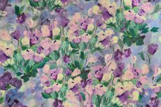 Viscose Satin Flowers Multi Purple