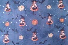 Cotton Jersey Halloween Witch Blue
