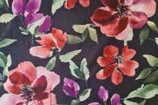Viscose Digital Flower Black/Red