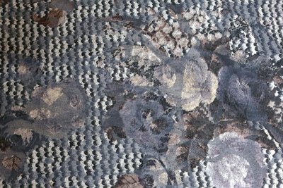 Viscose Jersey Flockprint Flower Knit Grey